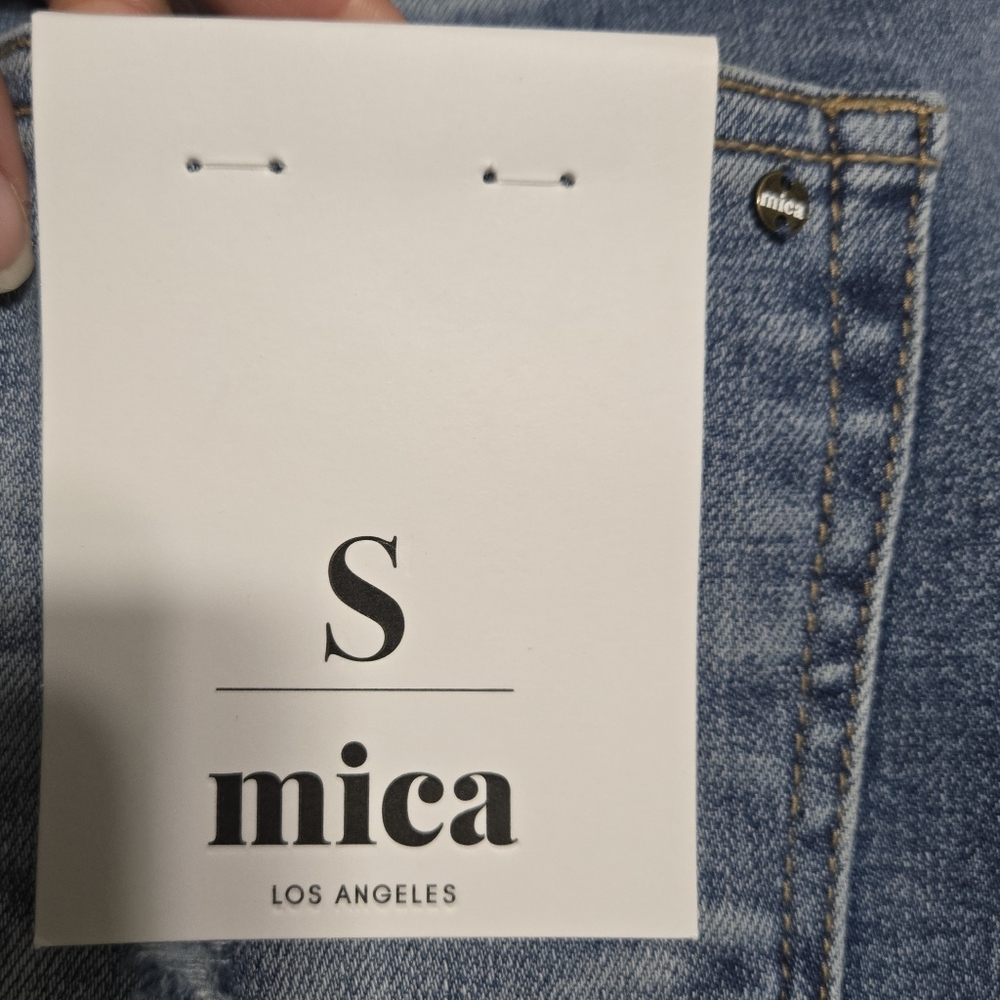 NWT mica denim Women's Super High Wide Medium Wash Bermuda sz S - Picture 11 of 12